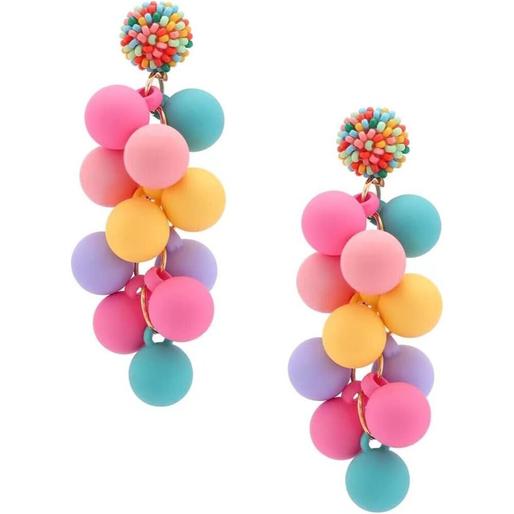Acrylic Bead Dangle Earrings Colorful Statement Jewelry for Women Gift